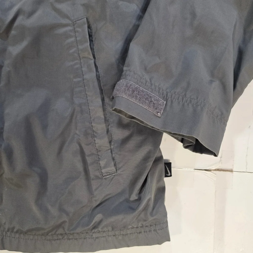 Nike Mens Full Zip Windbreaker Jacket Grey Jersey Lined XL Pocket Logo Vtg 2001